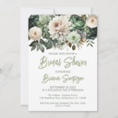 Salie Groene Bloem Bruiloft Borrel Kaart (Voorkant)
