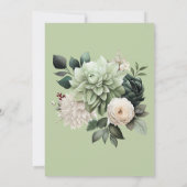 Salie Groene Bloem Bruiloft Borrel Kaart (Achterkant)