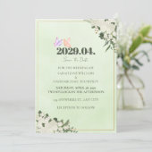 Salie Groene Bloem Bruiloft Save the Date Kaart (Staand voorkant)