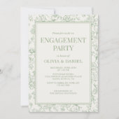Salie Groene Bloem Engagement Feest Kaart (Voorkant)