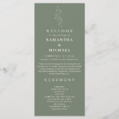Salie Groene Bloem Kleine Bloemige Trouwprogramma Menu (Voorkant)