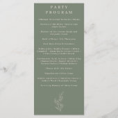 Salie Groene Bloem Klimop Trouwprogramma Menu (Achterkant)