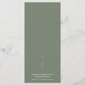 Salie Groene Bloem Kunst Bruiloft Menu (Achterkant)