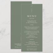Salie Groene Bloem Kunst Bruiloft Menu (Voorkant / Achterkant)
