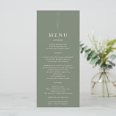 Salie Groene Bloem Kunst Bruiloft Menu (Staand voorkant)