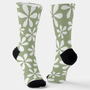 Salie Groene Bloem Patroon Modern Mooie Bloemenpri Sokken
