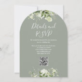 Salie Groene Bloem QR Code Trouwboog Kaart (Achterkant)