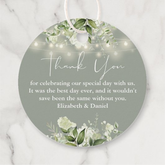 Salie Groene Bloem Slinger Lichtjes Bedankt Trouwe Bedankjes Labels (Achterkant)