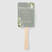 Salie Groene Bloem Typografie Huwelijksprogramma Handwaaier (Voorkant)