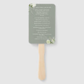 Salie Groene Bloem Typografie Huwelijksprogramma Handwaaier (Achterkant)
