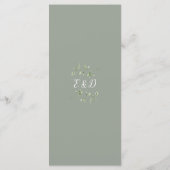 Salie Groene Bloem Typografie Monogram Huwelijk Menu (Achterkant)