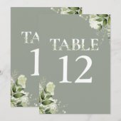 Salie Groene Bloem Typografie Tafelnummer (Voorkant / Achterkant)