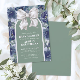 Salie Groene Bloemboog Baby Shower Kaart