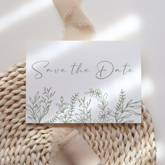 Salie Groene Bloemen Boho Bewaar De Datum Save The Date