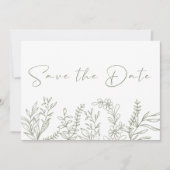 Salie Groene Bloemen Boho Bewaar De Datum Save The Date (Voorkant)