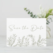 Salie Groene Bloemen Boho Bewaar De Datum Save The Date (Staand voorkant)