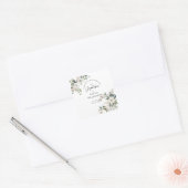 Salie Groene Bloemen Doop Vierkante Sticker (Envelop)