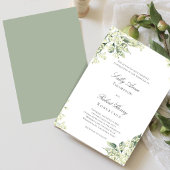 Salie Groene Bloemen Elegante Script Bruiloft Kaart