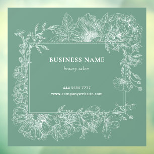 Salie Groene Bloemen Frame Boetiek Salon Bloemist Raamsticker