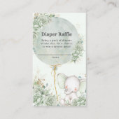 Salie Groene Bloemen Olifant Luier Raffle Neutraal Informatiekaartje (Voorkant)