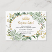 Salie Groene Bloemen Vlinders Quinceañera Informatiekaartje (Voorkant)