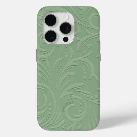 Salie Groene Bloemen wervelingen Monochromatische Case-Mate iPhone Case (Achterkant)