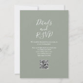 Salie Groene Bloemencode QR Code Trouwfeest Avondf Kaart (Achterkant)