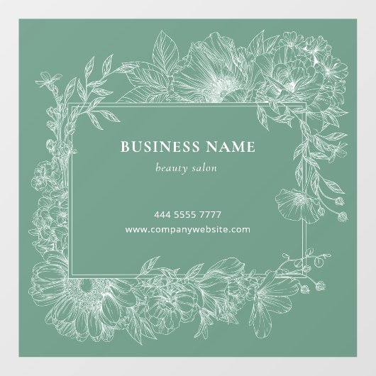 Salie Groene Bloemenframe Boetiek Salon Bloemist Raamsticker (Vel)