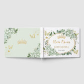 Salie Groene Bloemenvlinders Gouden Quinceanera Gastenboek (Volledig)