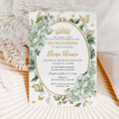  Salie Groene Bloemenvlinders Quinceañera Kaart