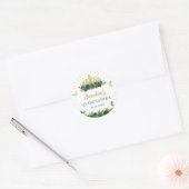 Salie Groene Bloemenvlinders Quinceañera Ronde Sticker (Envelop)