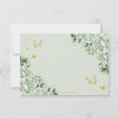  Salie Groene Bloemenvlinders Quinceañera RSVP Kaartje (Achterkant)