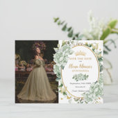  Salie Groene Bloemenvlinders Quinceañera Save The Date (Staand voorkant)