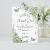 Salie Groene Bloemenvlinders Quinceañera Sweet 16 Bedankkaart (Staand voorkant)