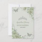 Salie Groene Bloemenvlinders Quinceañera Sweet 16 Bedankkaart (Achterkant)