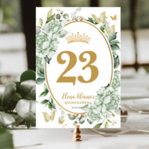 Salie Groene Bloemenvlinders Quinceanera Sweet 16 Kaart