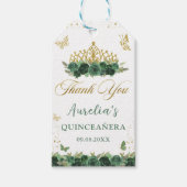 Salie Groene Bloemenvlinders Quinceañera Verjaarda Cadeaulabel (Voorkant)