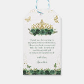 Salie Groene Bloemenvlinders Quinceañera Verjaarda Cadeaulabel (Achterkant)