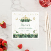 Salie Groene Bloemenvlinders Quinceañera Verjaarda Servet (Insitu)