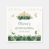 Salie Groene Bloemenvlinders Quinceañera Verjaarda Servet (Voorkant)
