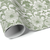 Salie Groene Bloemige Bruiloft Cadeaupapier (Rol Hoek)