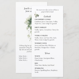 Salie Groene Bloemige Bruiloft Cocktail- en Wijnli Menu