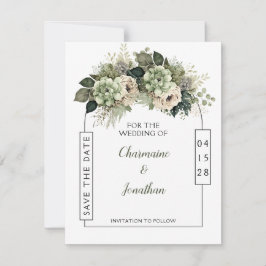 Salie Groene Bloemige Eucalyptus Save the Date | Kaart