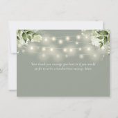 Salie groene bloemige groenblijvende slingerlichtj bedankkaart (Achterkant)