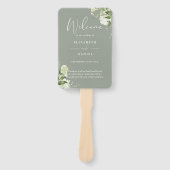 Salie Groene Bloemige Groene Huwelijksprogramma Handwaaier (Voorkant)