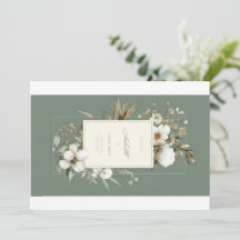 Salie Groene Bloemige Huwelijksbriefpapier Suite