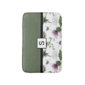 Salie Groene Bloemige Monogram Badmat (Voorkant Verticaal)