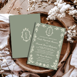 Salie Groene Bloemige Oude Rijke Monogram Wapen Hu Kaart