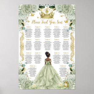 Salie Groene Bloemige Prinses en Kikker Zitplaatsk Poster