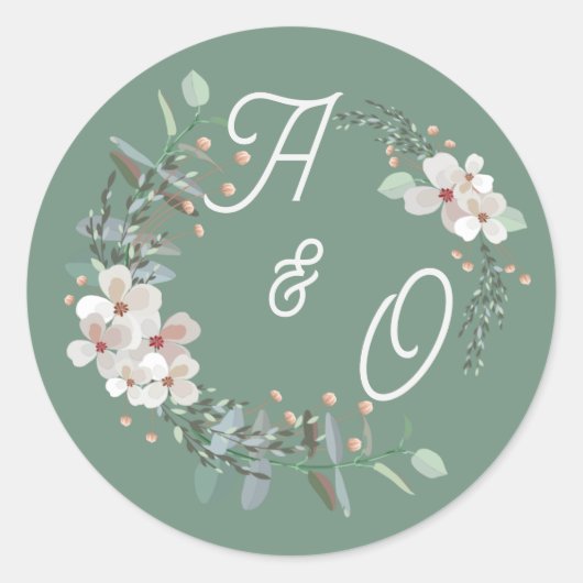 Salie Groene Bloemige Trouw Suite Sticker (Voorkant)